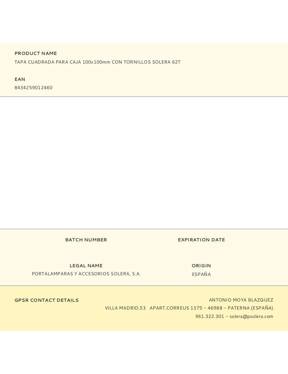 Tapa cuadrada para caja 100x100mm con tornillos solera 62t