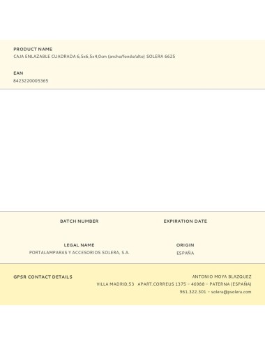 Caja enlazable cuadrada 6,5x6,5x4,0cm (ancho/fondo/alto) solera 6625