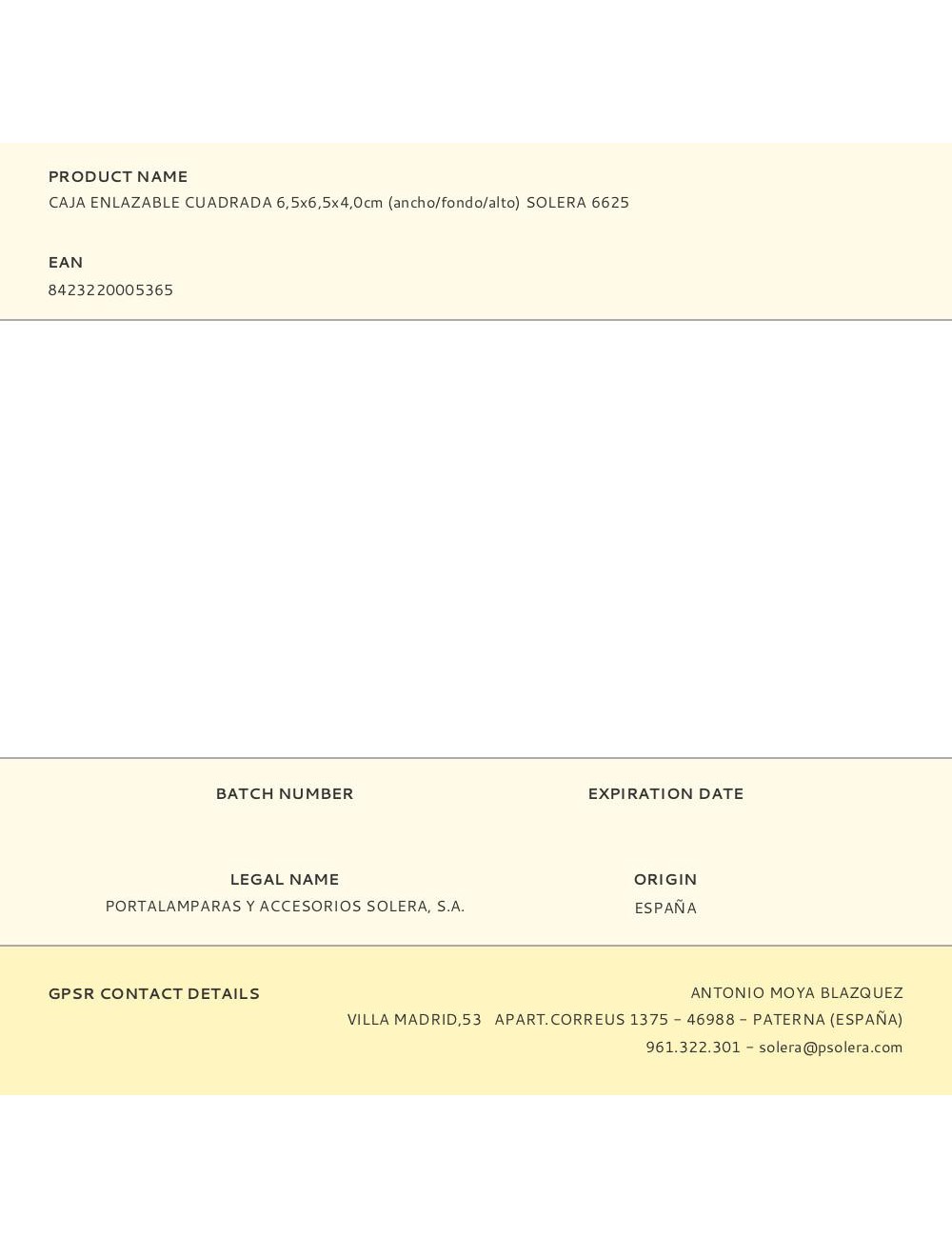 Caja enlazable cuadrada 6,5x6,5x4,0cm (ancho/fondo/alto) solera 6625