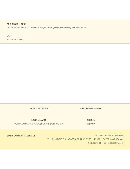Caja enlazable cuadrada 6,5x6,5x4,0cm (ancho/fondo/alto) solera 6625