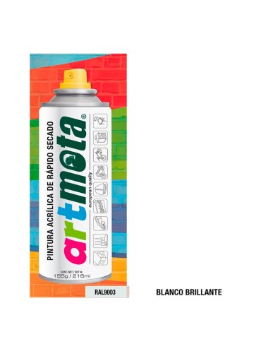 Pintura acrílica spray ral9003 blanco mate 216 ml