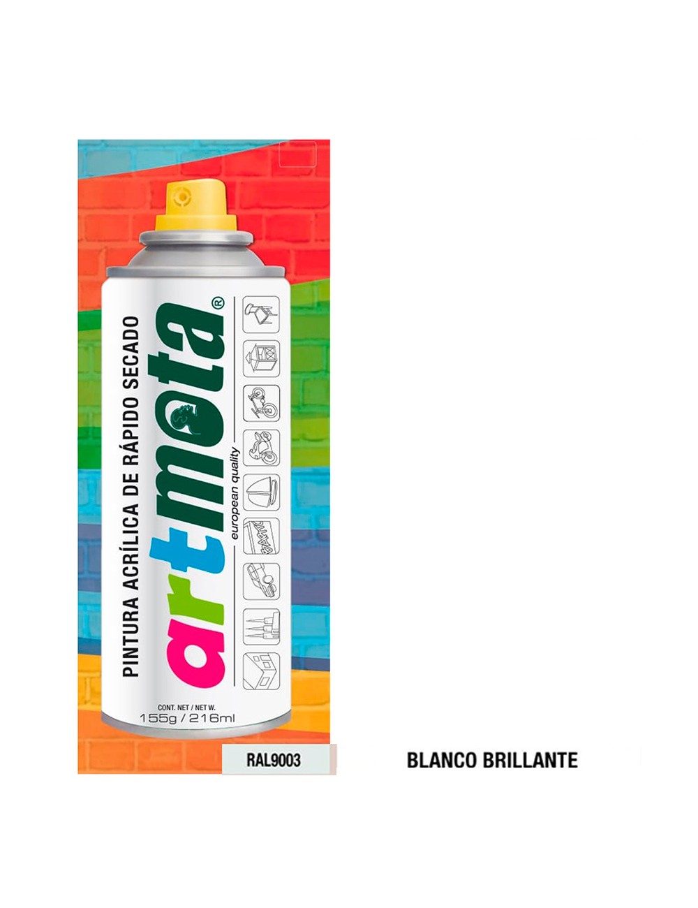 Pintura acrílica spray ral9003 blanco mate 216 ml