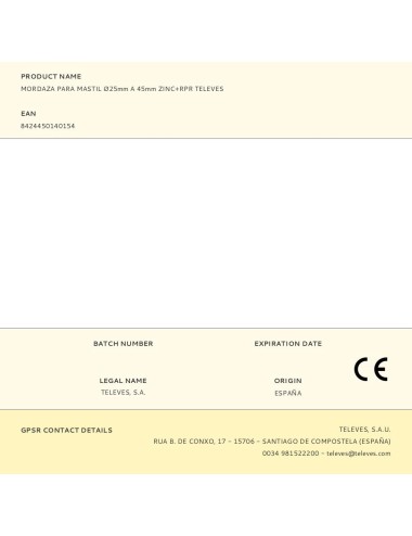 Mordaza para mastil ø25mm a 45mm zinc+rpr televes