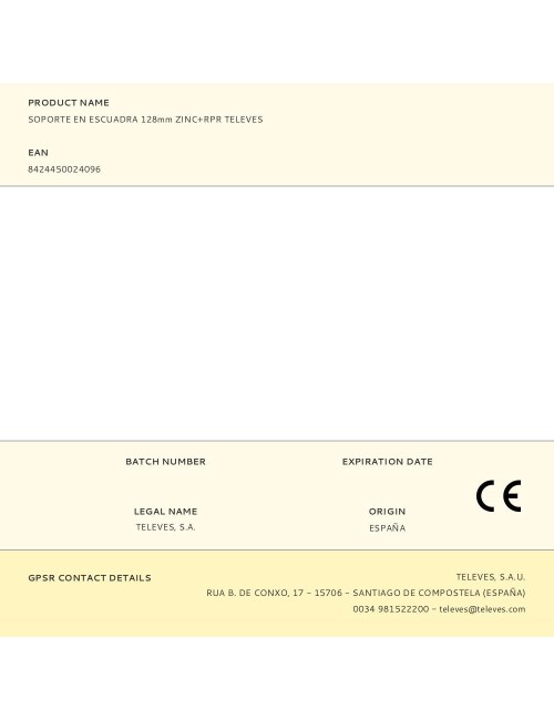 Soporte en escuadra 128mm zinc+rpr televes