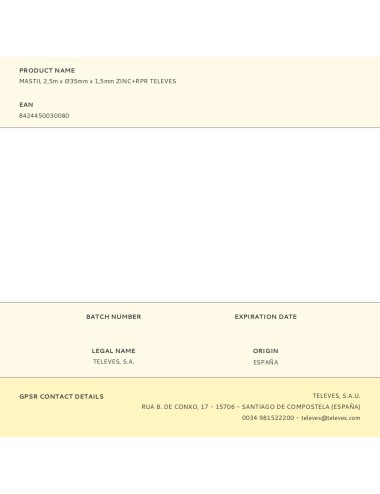 Mastil 2,5m x ø35mm x 1,5mm zinc+rpr televes