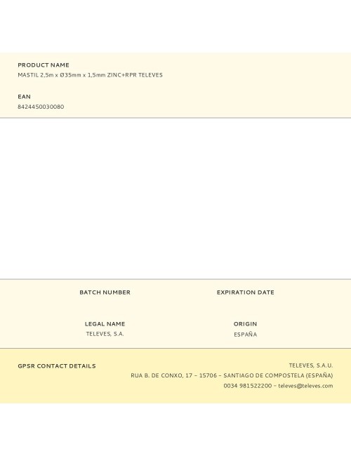 Mastil 2,5m x ø35mm x 1,5mm zinc+rpr televes