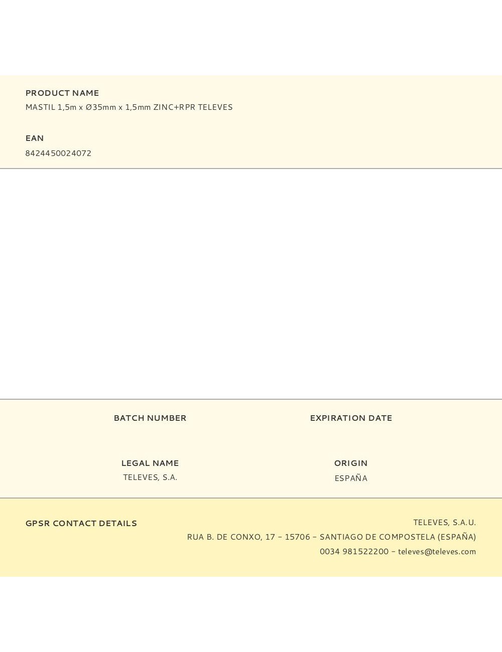 Mastil 1,5m x ø35mm x 1,5mm zinc+rpr televes