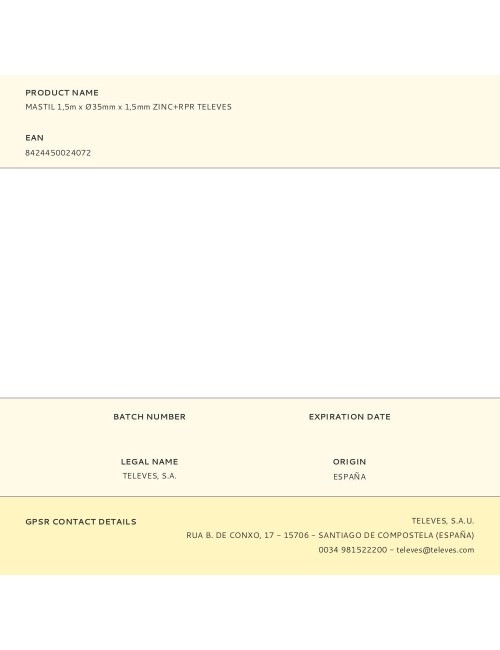 Mastil 1,5m x ø35mm x 1,5mm zinc+rpr televes