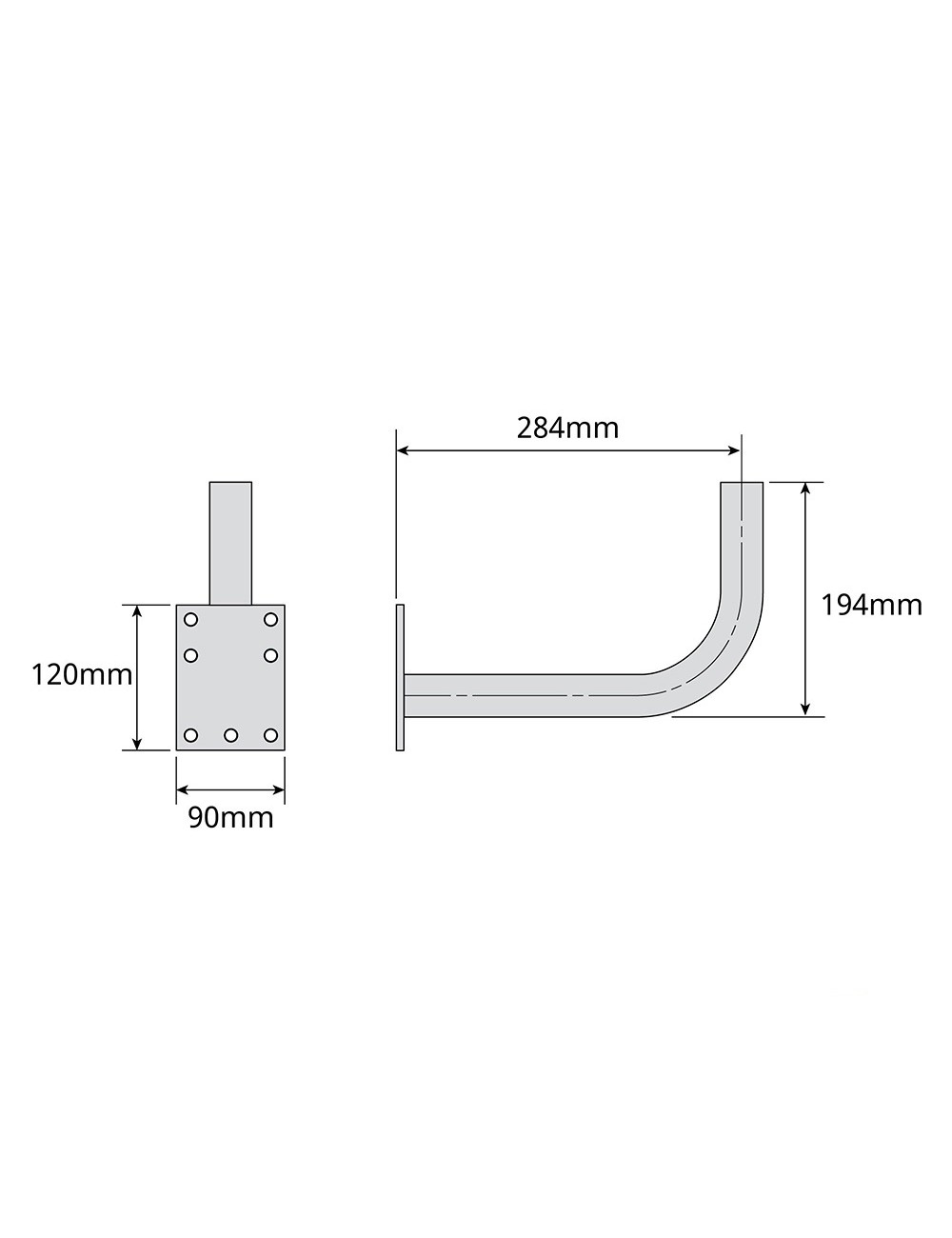 Soporte "l" 284x194mm ø35mm zinc+rpr televes