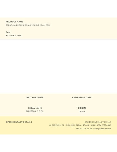 Espatula profesional flexible 25mm edm