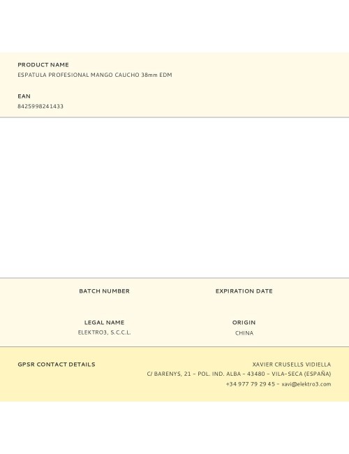 Espatula profesional mango caucho 38mm edm