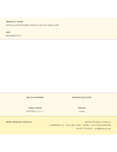 Espatula profesional mango caucho 100mm edm