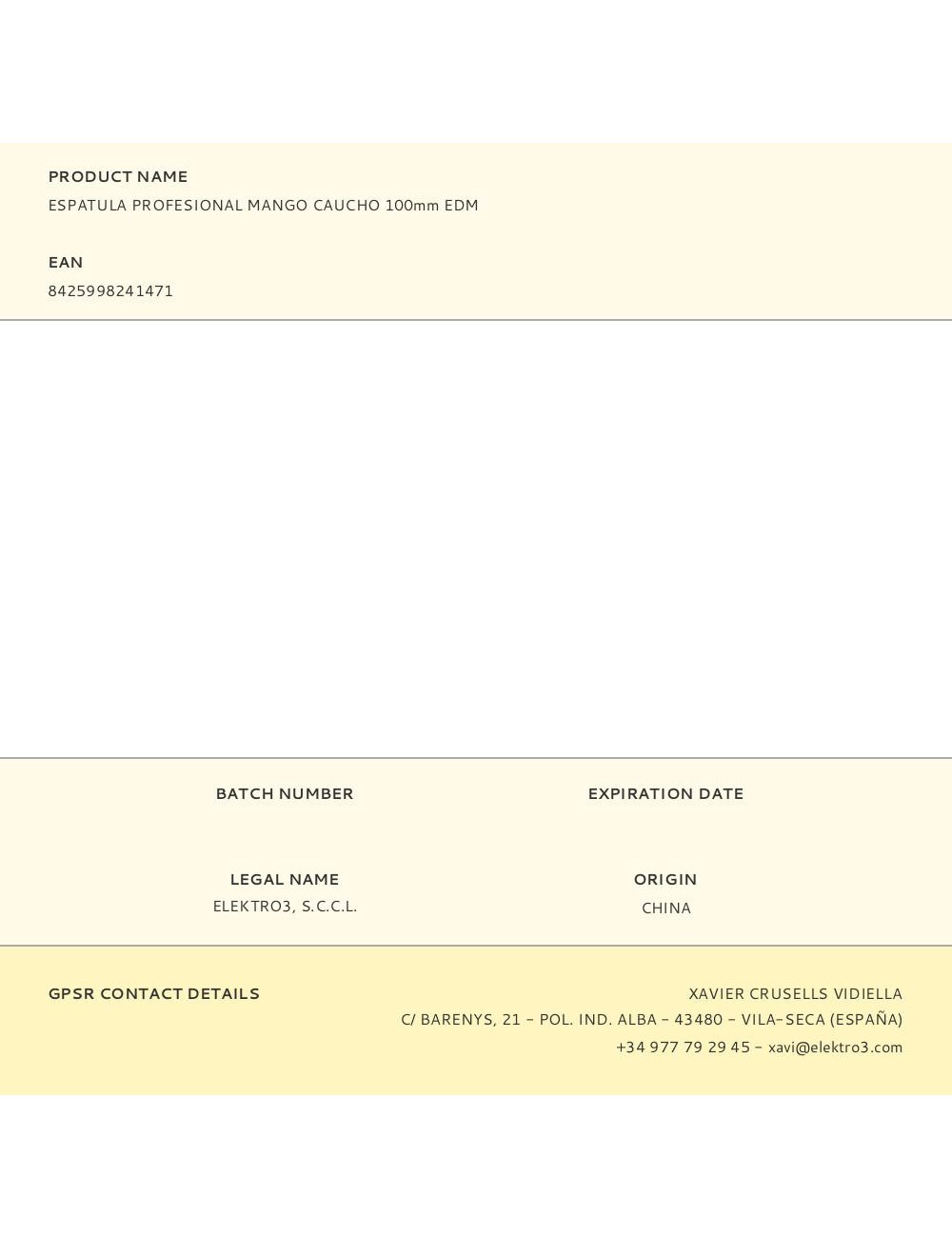 Espatula profesional mango caucho 100mm edm