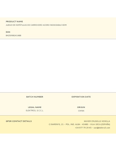 Juego de espátulas de carrocero acero inoxidable edm