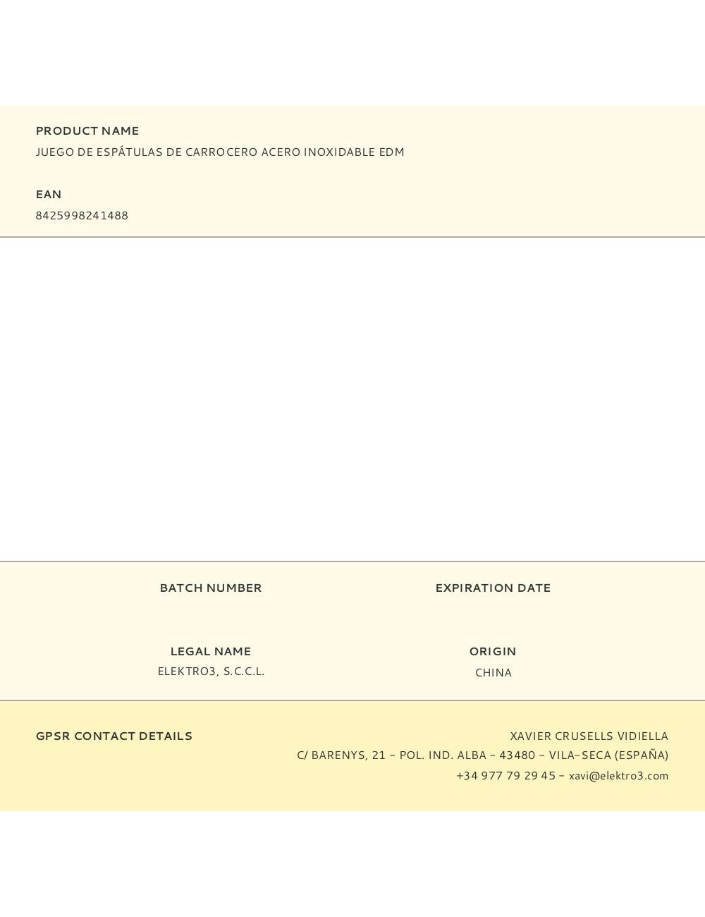 Juego de espátulas de carrocero acero inoxidable edm