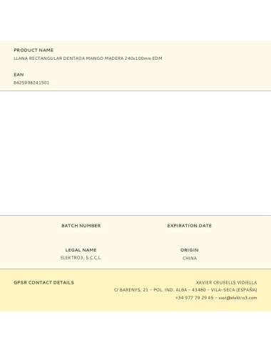 Llana rectangular dentada mango madera 240x100mm edm