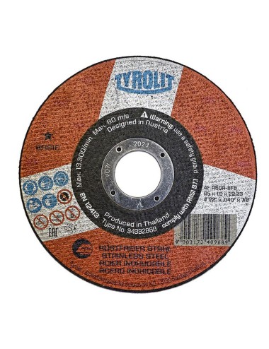 Disco corte plano 41c ø115 x 1,0 x 22,23 mm a60r-bfb