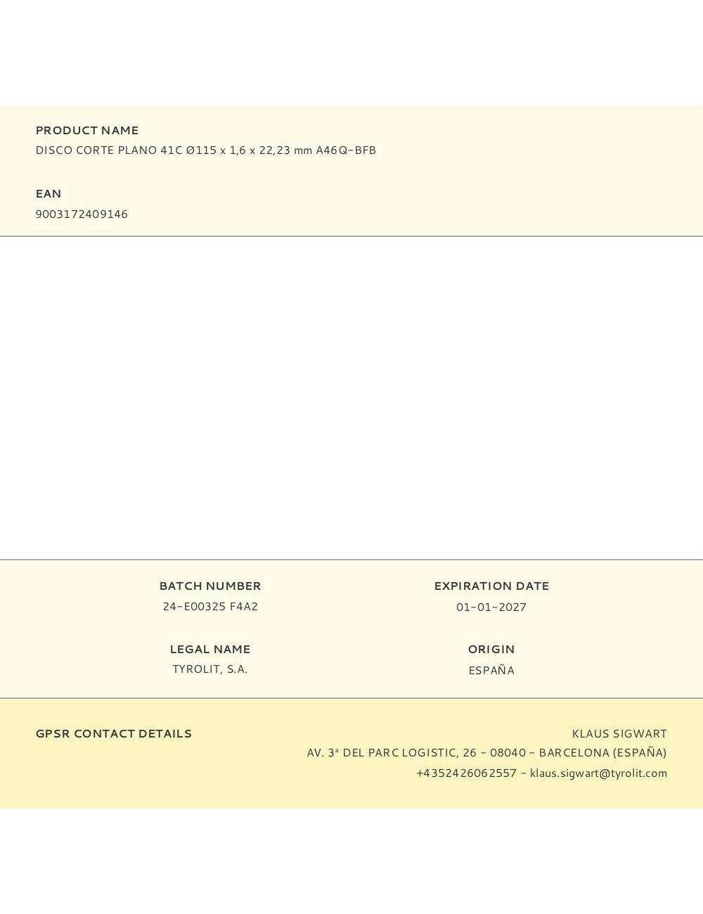 Disco corte plano 41c ø115 x 1,6 x 22,23 mm a46q-bfb