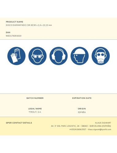 Disco diamantado c3r ø230 x 2,4 x 22,23 mm