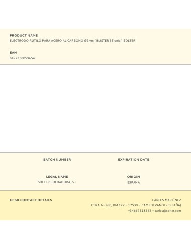 Electrodo rutilo para acero al carbono ø2mm (blister 35 unid.) solter