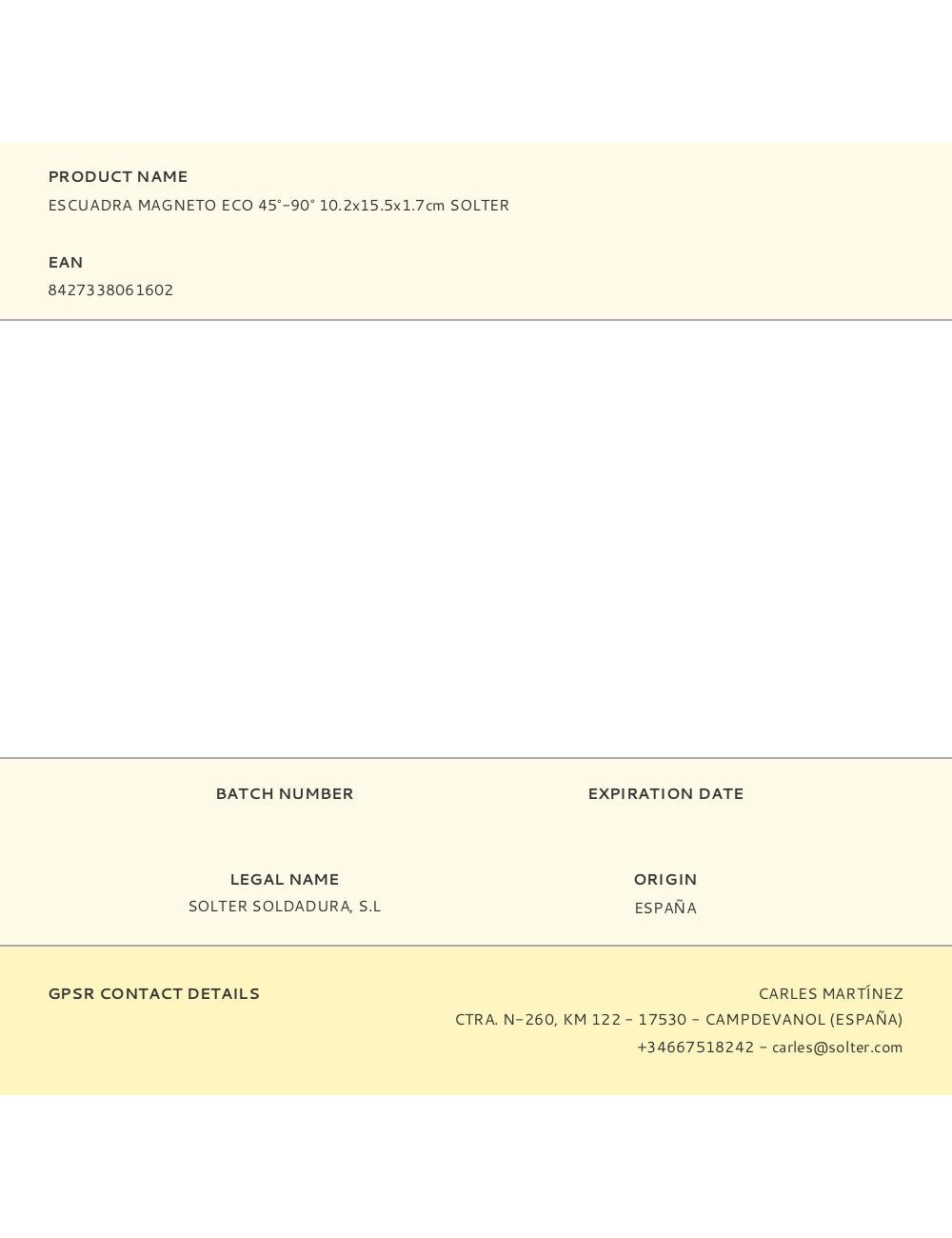 Escuadra magneto eco 45°-90° 10.2x15.5x1.7cm solter