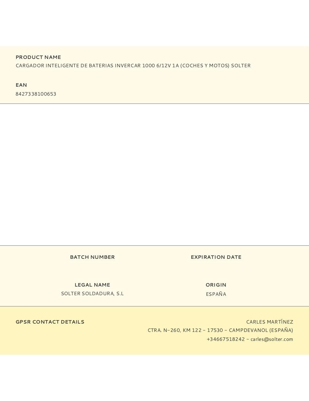 Cargador inteligente de baterias invercar 1000 6/12v 1a (coches y motos) solter