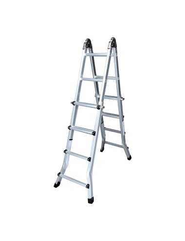 Escalera multifunción telescópica de aluminio 4 + 4 peldaños en131