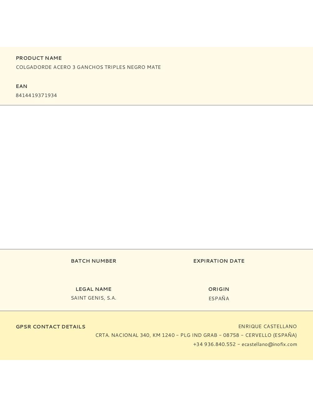 Colgadorde acero 3 ganchos triples negro mate