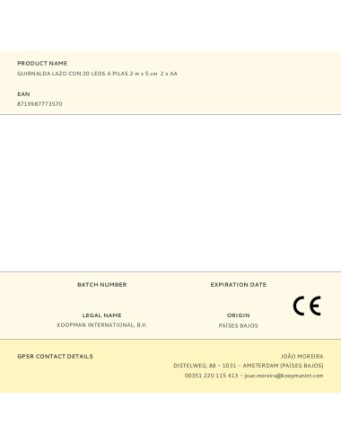 Guirnalda lazo con 20 leds a pilas 2 m x 5 cm 2 x aa