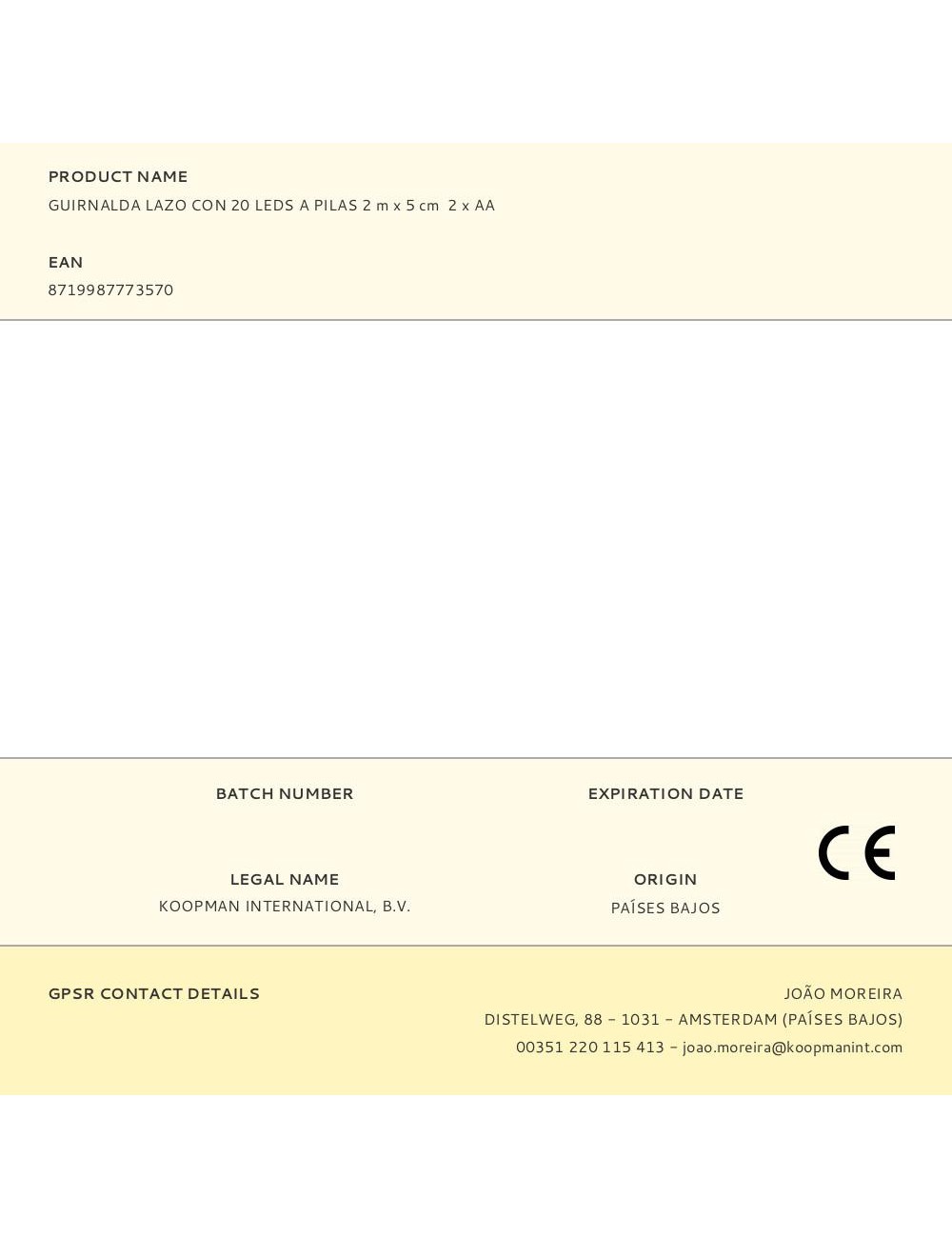 Guirnalda lazo con 20 leds a pilas 2 m x 5 cm 2 x aa