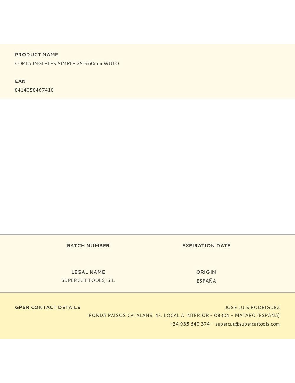 Corta ingletes simple 250 x 60 mm