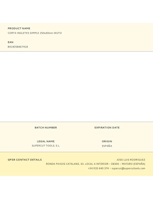 Corta ingletes simple 250 x 60 mm