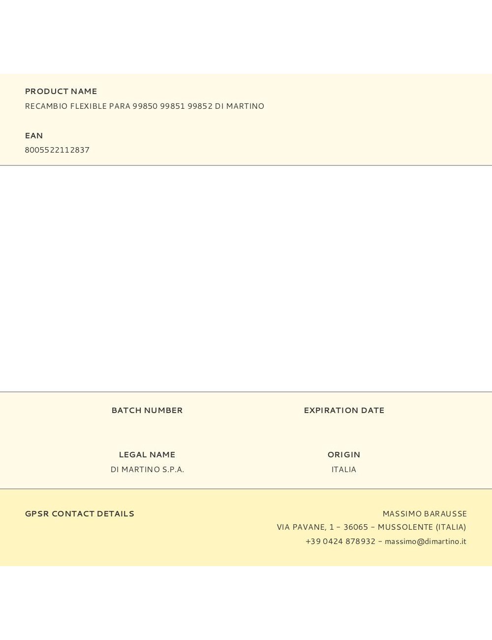 Recambio flexible para 99850 99851 99852 di martino