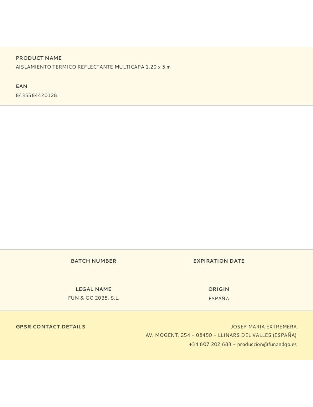 Aislamiento térmico reflectante multicapa 1,20 x 5 m