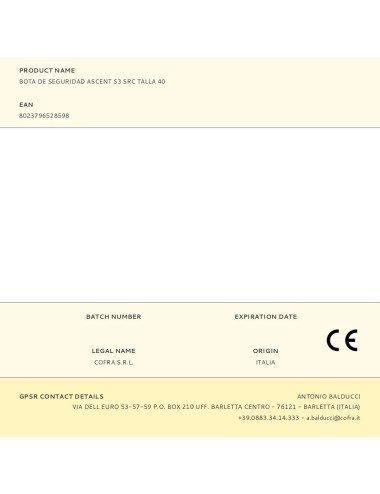 Bota de seguridad ascent s3 src talla 40