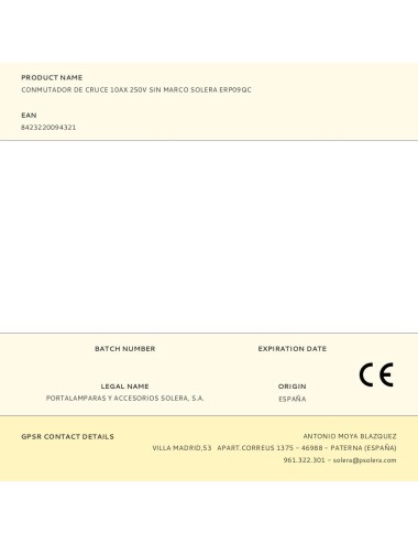 Conmutador de cruce 10ax 250v sin marco solera erp09qc