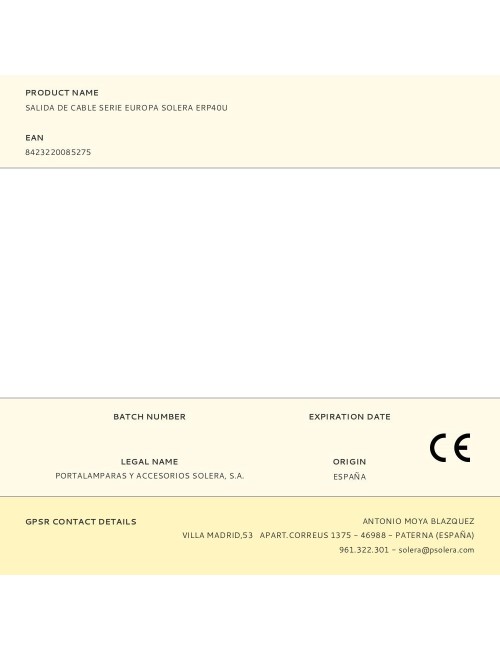 Salida de cable serie europa solera erp40u