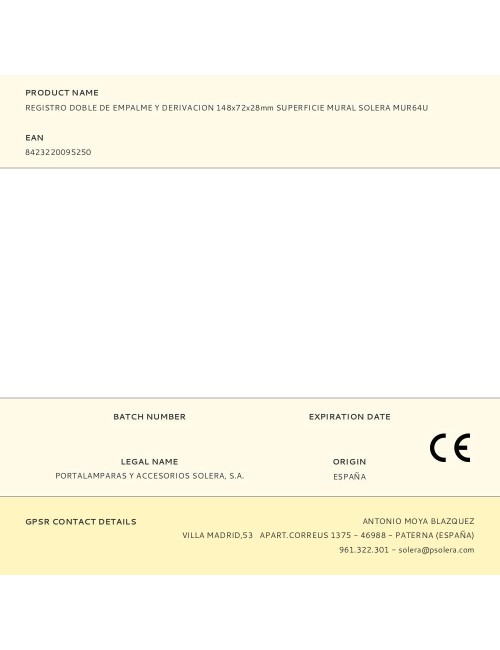 Registro doble de empalme y derivacion 148x72x28mm superficie mural solera mur64u