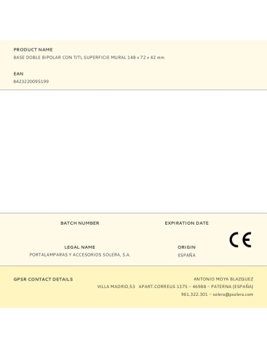 Base doble bipolar con t/tl superficie mural 148 x 72 x 42 mm