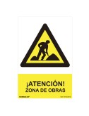 Cartel peligro "zona de obras" (pvc 0.7mm) 30x40cm normaluz