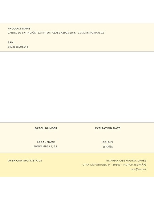 Cartel de extinción "extintor" clase a (pcv 1mm) 21x30cm normaluz