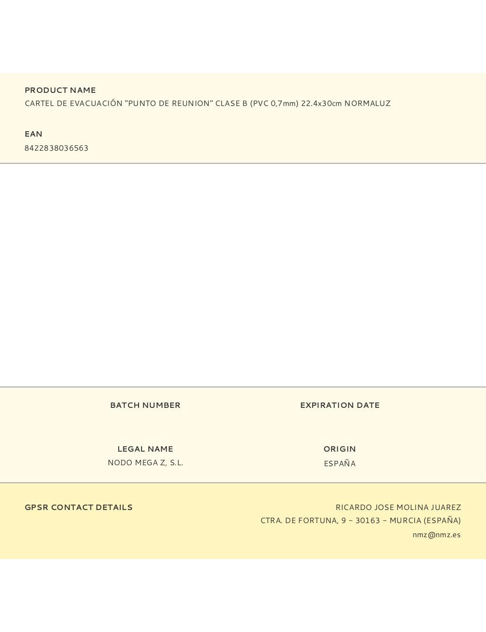 Cartel de evacuación "punto de reunion" clase b (pvc 0,7mm) 22.4x30cm normaluz
