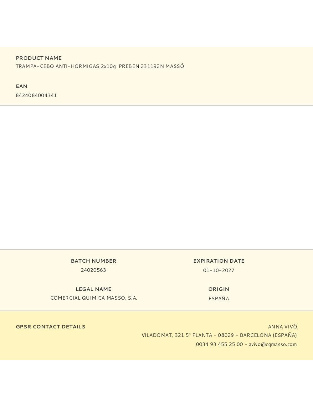 Trampa-cebo anti-hormigas 2x10g preben 231192n massó