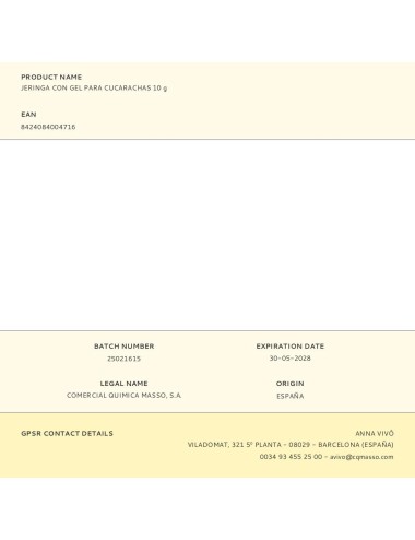 Jeringa con gel para cucarachas 10 g