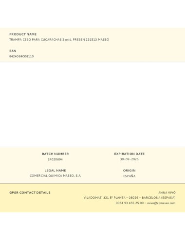 Trampa cebo para cucarachas 2 unid. preben 231513 massó