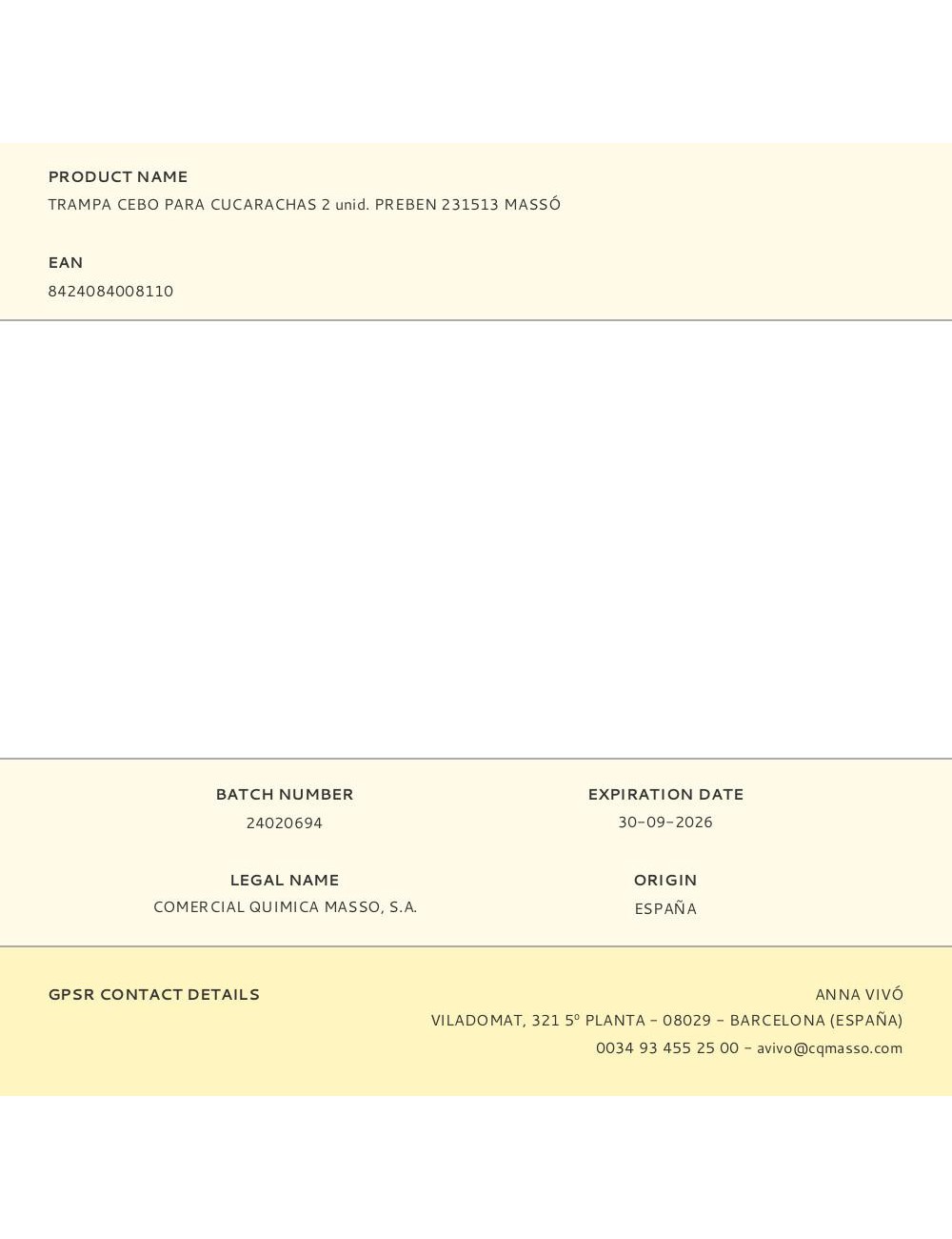 Trampa cebo para cucarachas 2 unid. preben 231513 massó