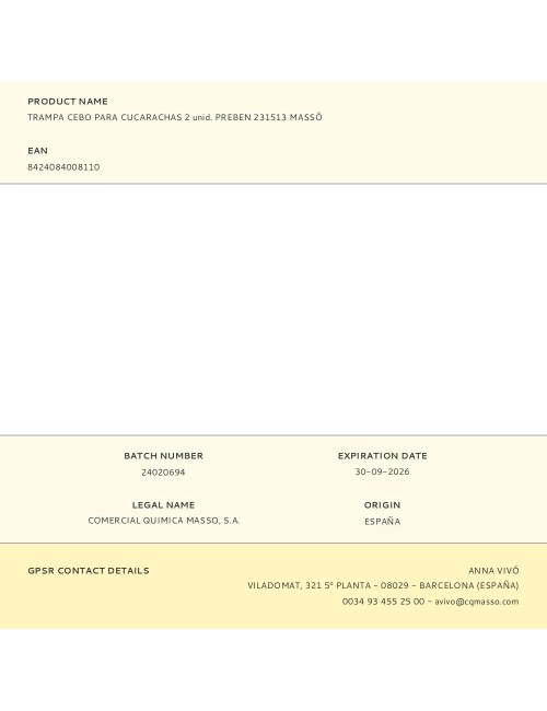 Trampa cebo para cucarachas 2 unid. preben 231513 massó