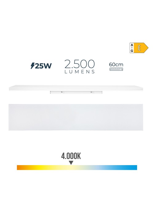 Regleta led 25 w 4000 k luz dia 2500 lm 12 x 60 x 4,5 cm