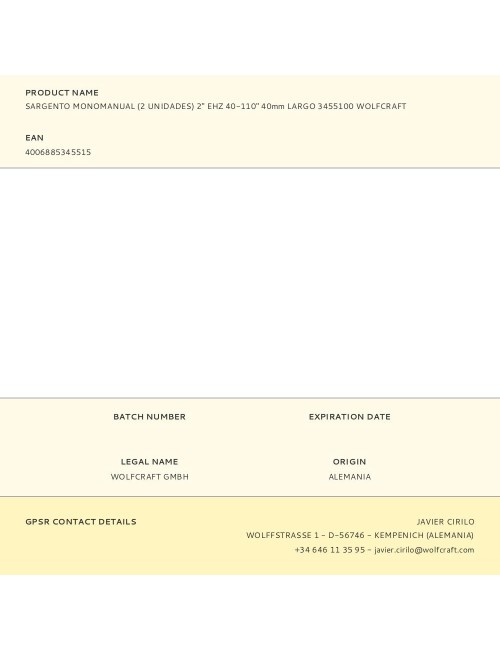 Sargento monomanual 2" ehz 40-110" largo 40 mm, 2 uds