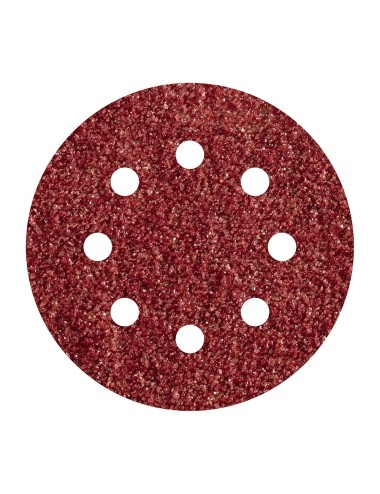 Hojas de lijar adhesivas de corindón perforadas, ø125 mm, grano 80, pack 5 uds